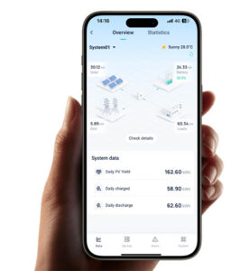 SolarX app showing solar system performance on a smartphone